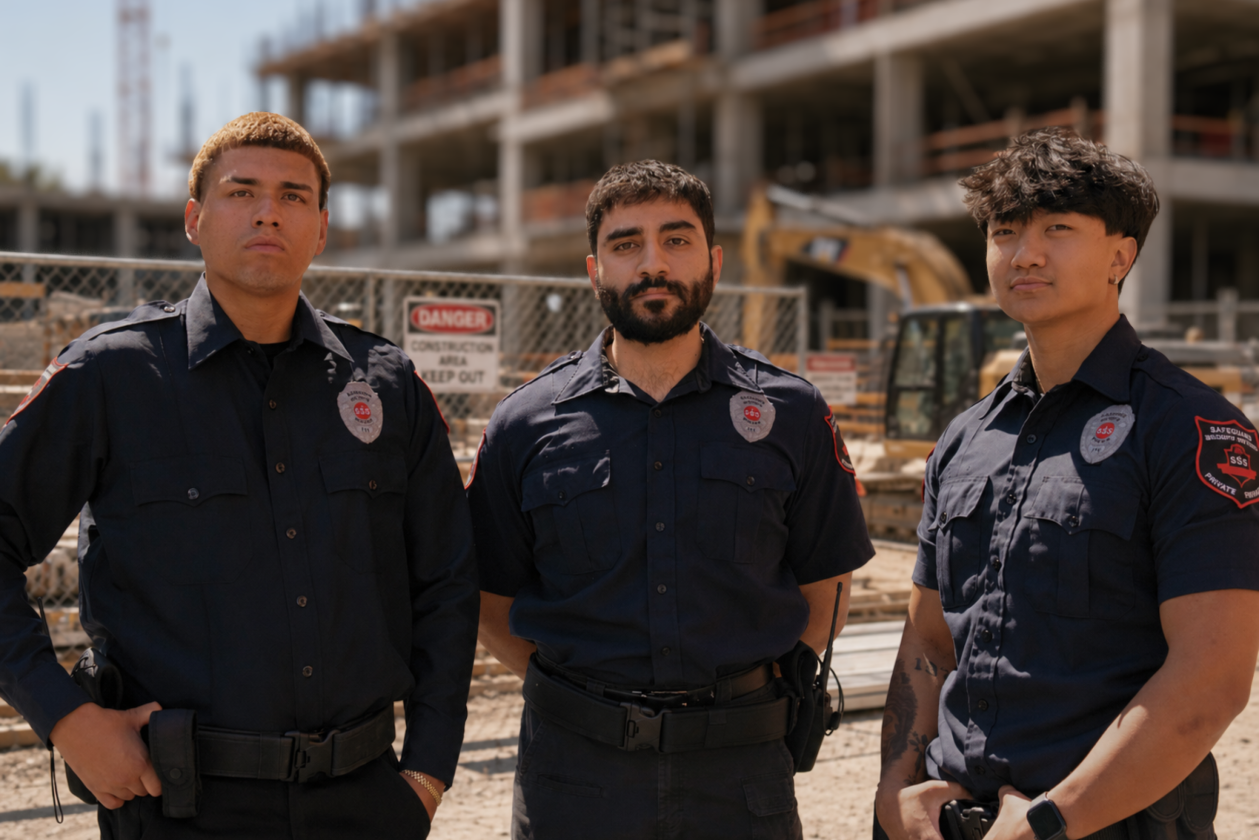 Construction site security guards providing overnight construction site security for a ground-up commercial build